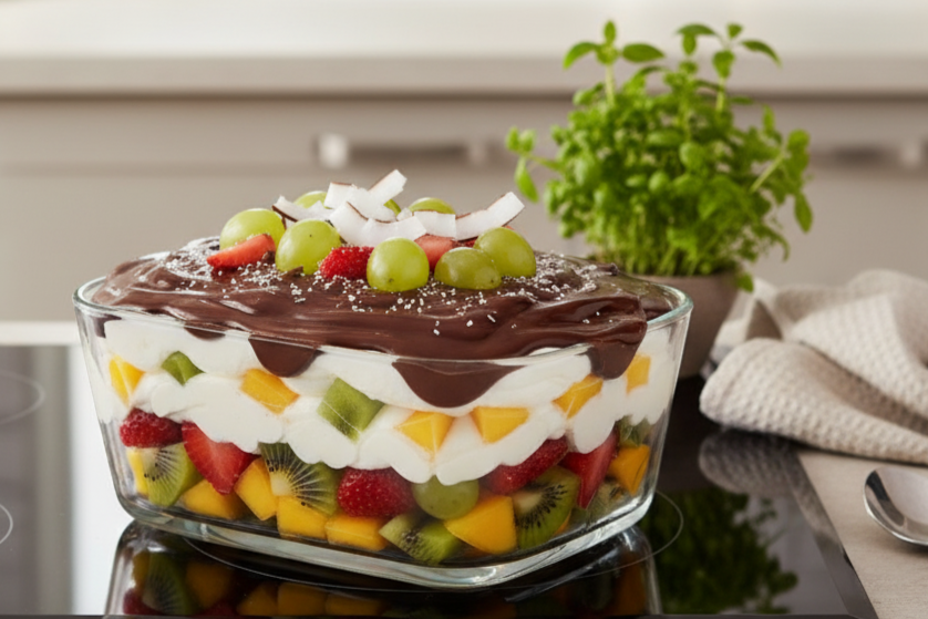 salada de frutas sobremesas de chocolate para o ano novo