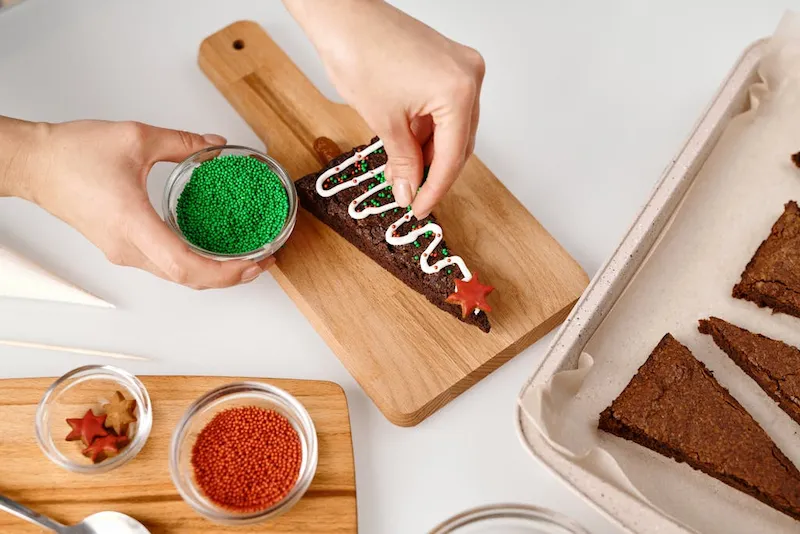 brownie de arvores de Natal